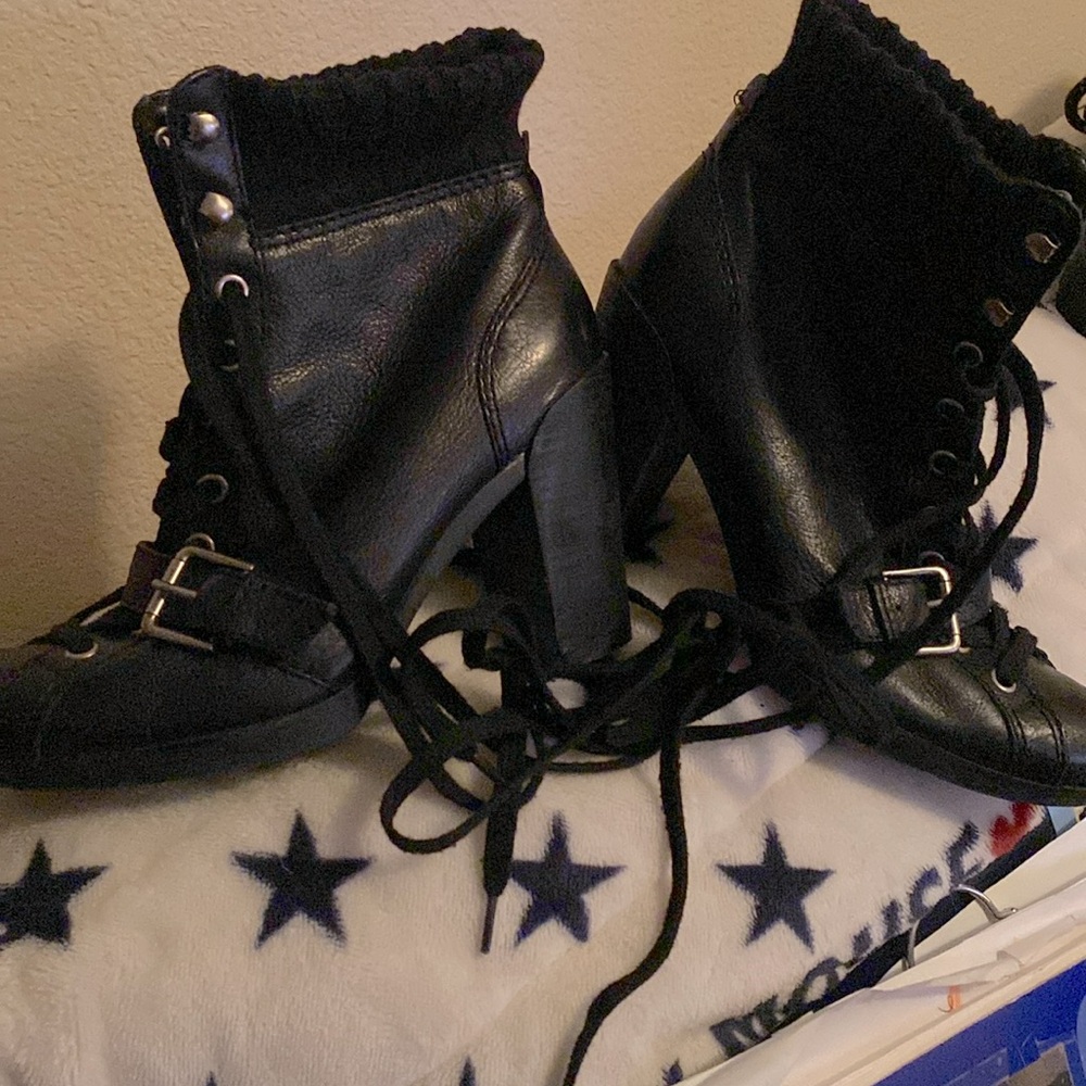Black ankle lace boot